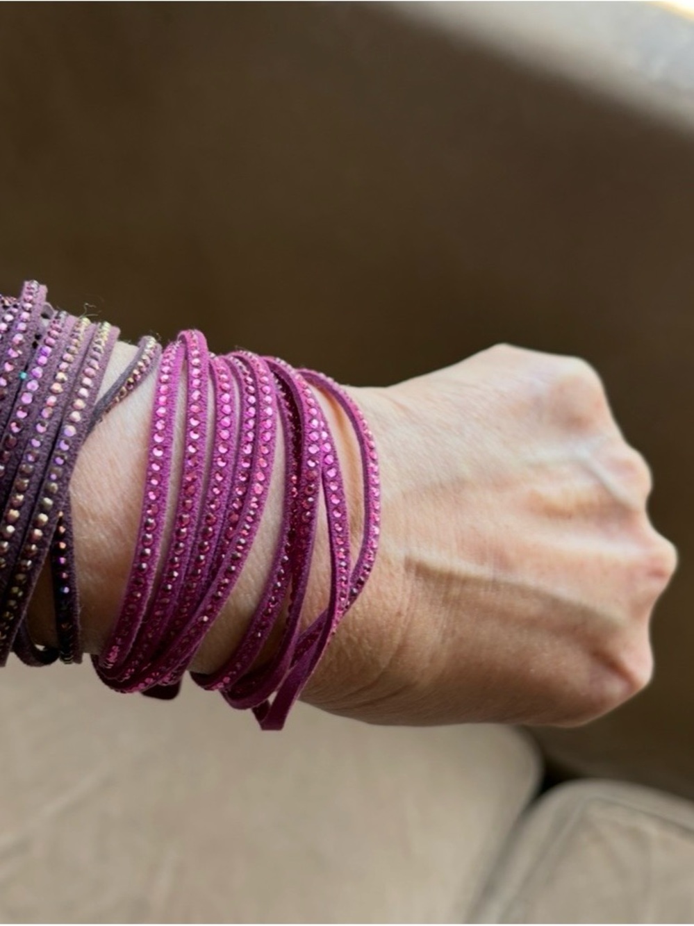 Swarovski Dual-Tone Pink & Mauve Crystal Wrap Bracelet - Picture 3 of 3
